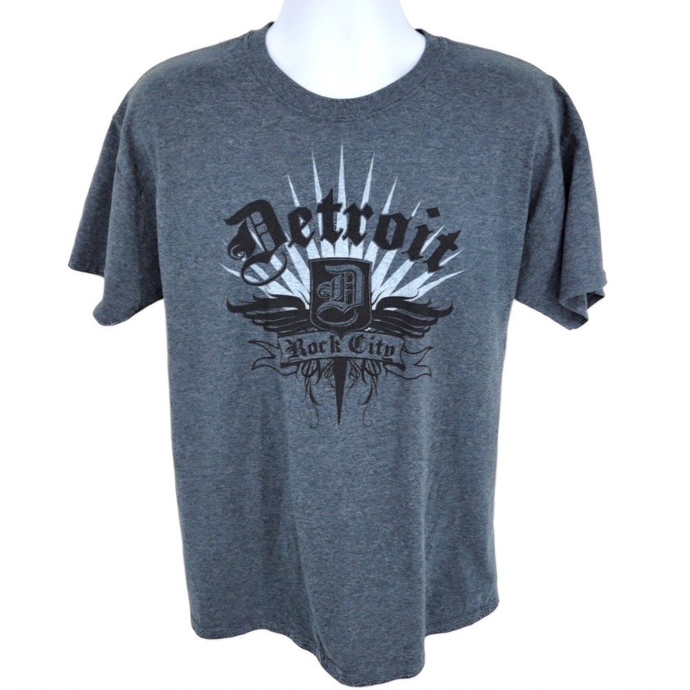 Detroit Rock City Grey Gildan Graphic Music‎ Tee. Size Large!